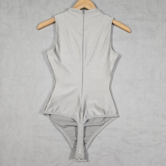 Skims Disco Sleeveless Bodysuit Size S Mock Neck Zipper Back Stretch Casual Top - Picture 8 of 14